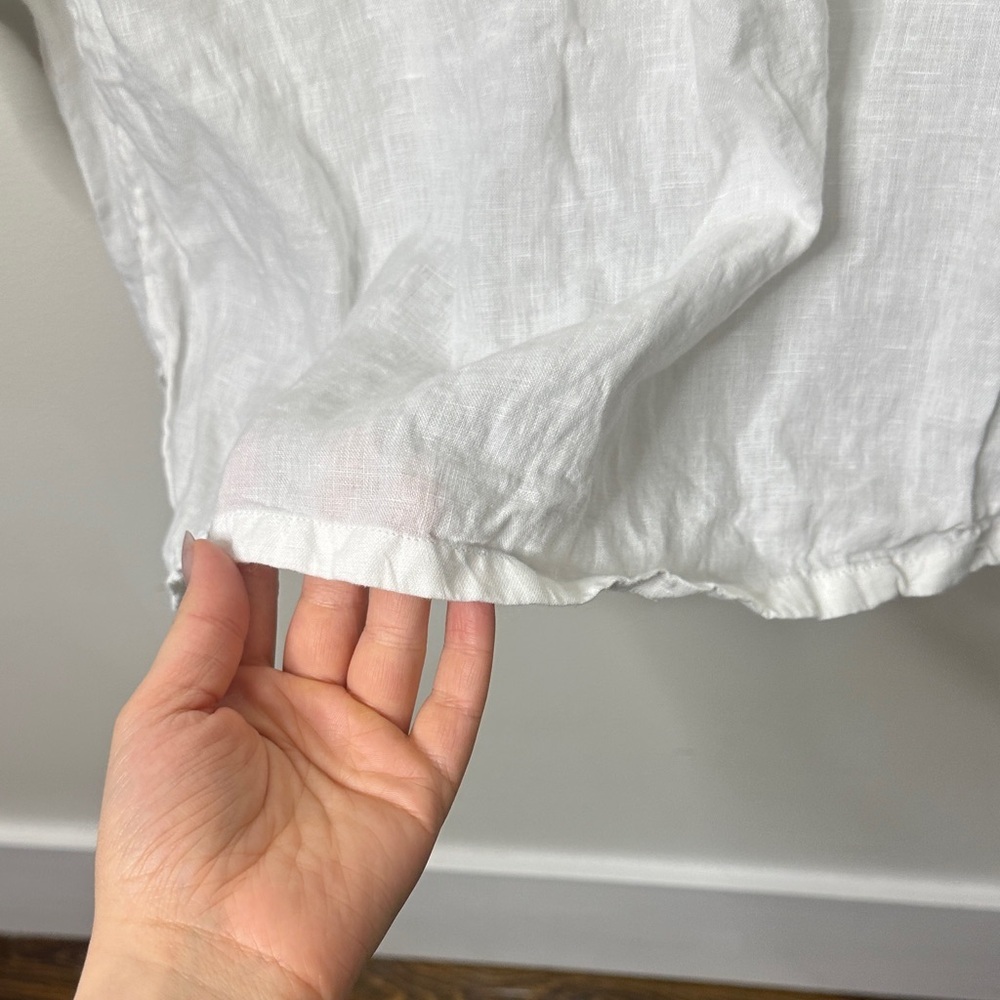 Charter Club Silver Embroidered 100% Linen Top - Picture 6 of 7